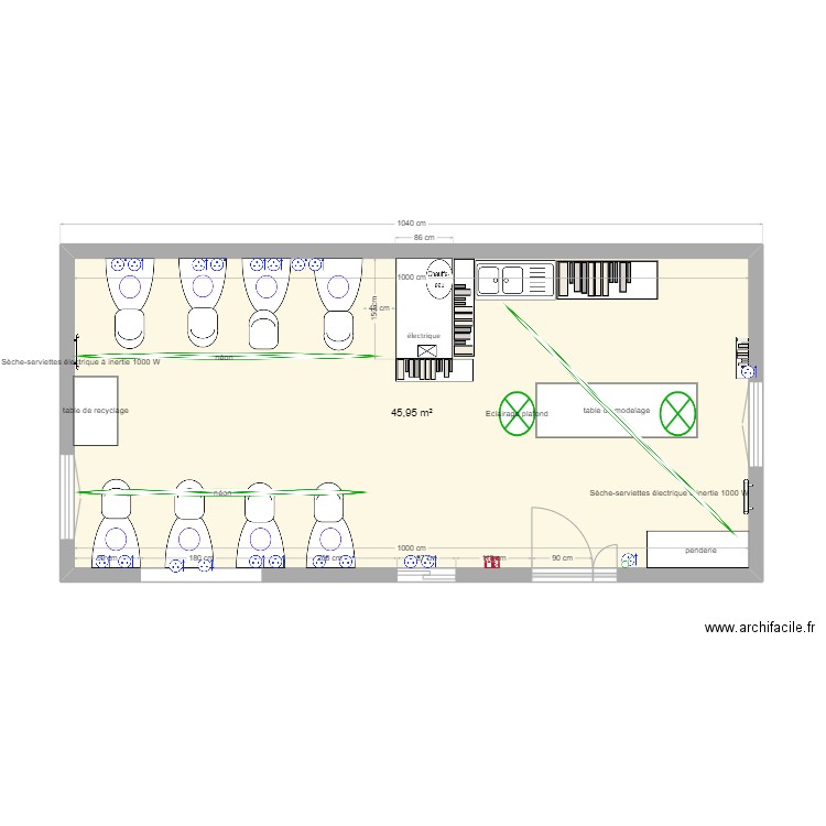 la cabane des potiers. Plan de 1 pièce et 46 m2