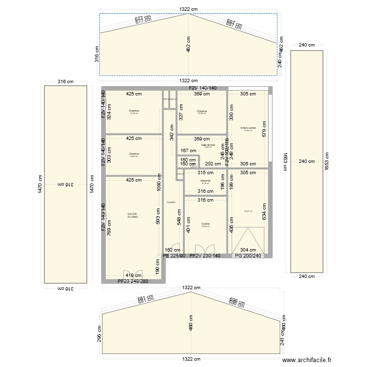 DURREY F. Plan de 13 pièces et 152 m2