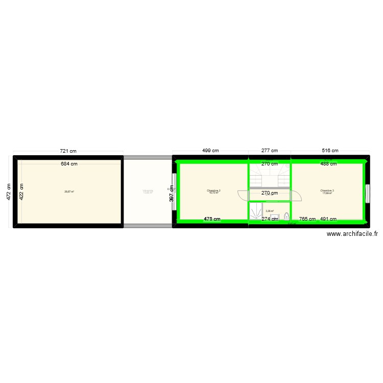 En cas de bu sauvegarde. Plan de 21 pièces et 154 m2