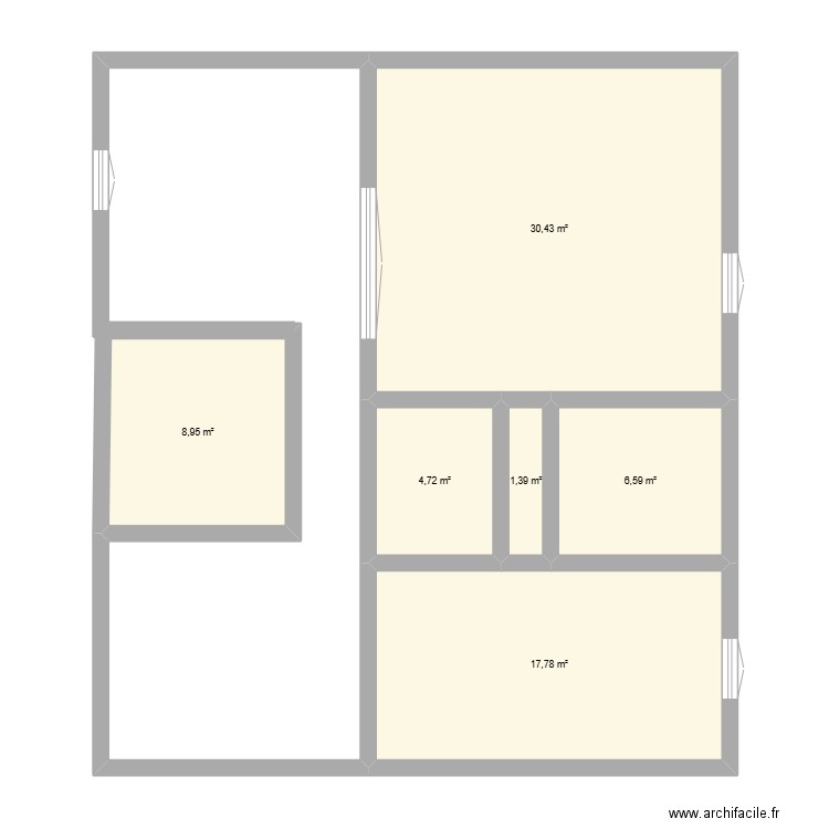 HOUSE1. Plan de 6 pièces et 70 m2