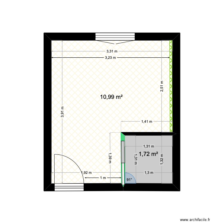 AMBROISE ZIADE. Plan de 2 pièces et 13 m2