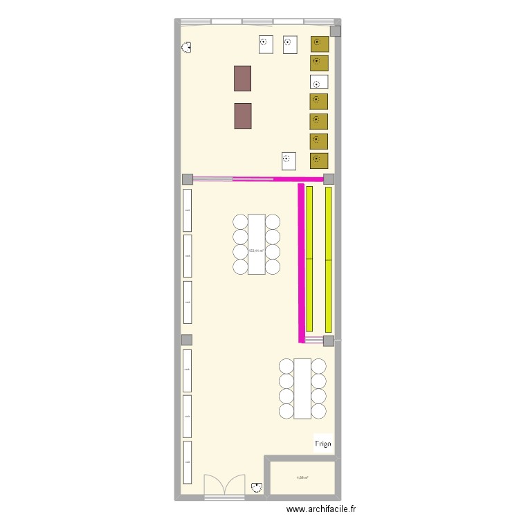 Laverie. Plan de 2 pièces et 158 m2