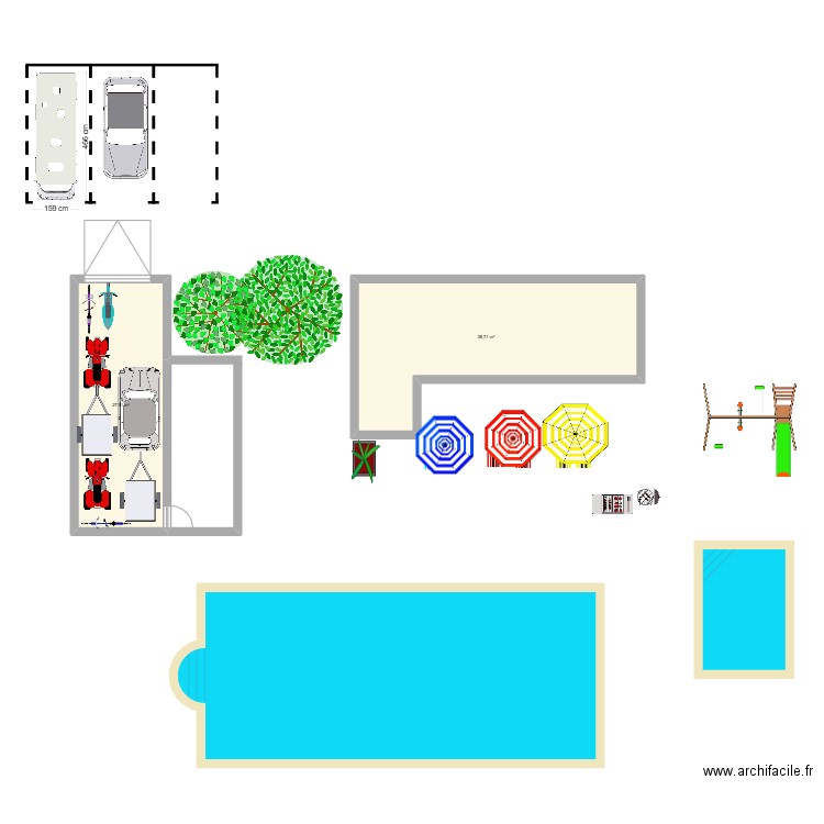 maison avec piscine Noé 2. Plan de 2 pièces et 67 m2