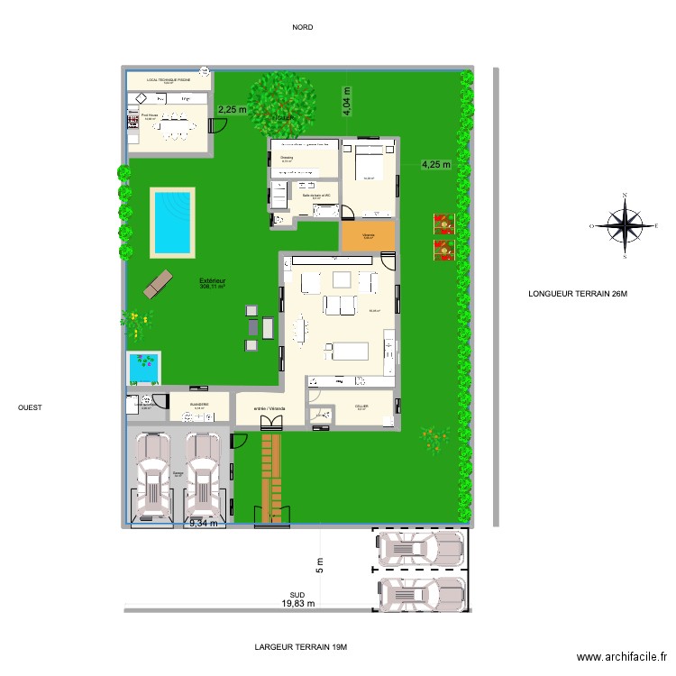 VILLA BEA arrivée Ouest droite  PROJET 2025. Plan de 15 pièces et 683 m2