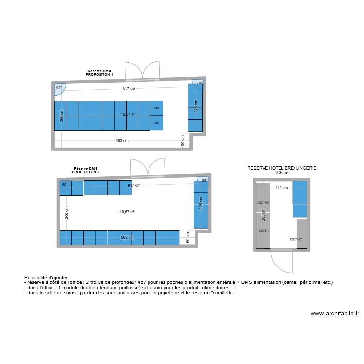 Soins palliatif. Plan de 3 pièces et 39 m2