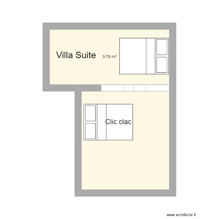 villa suite. Plan de 2 pièces et 23 m2