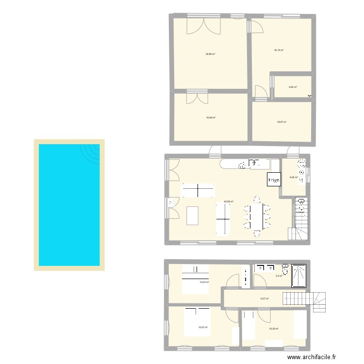 Ext. Plan de 13 pièces et 163 m2