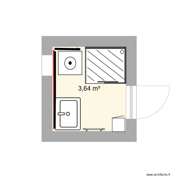 salle de bain. Plan de 1 pièce et 4 m2