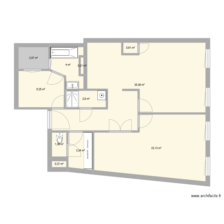 AV DE LA CORSE ORIGINE. Plan de 11 pièces et 80 m2