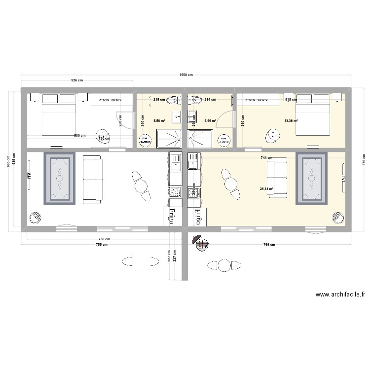 GITE POTAGER. Plan de 4 pièces et 51 m2