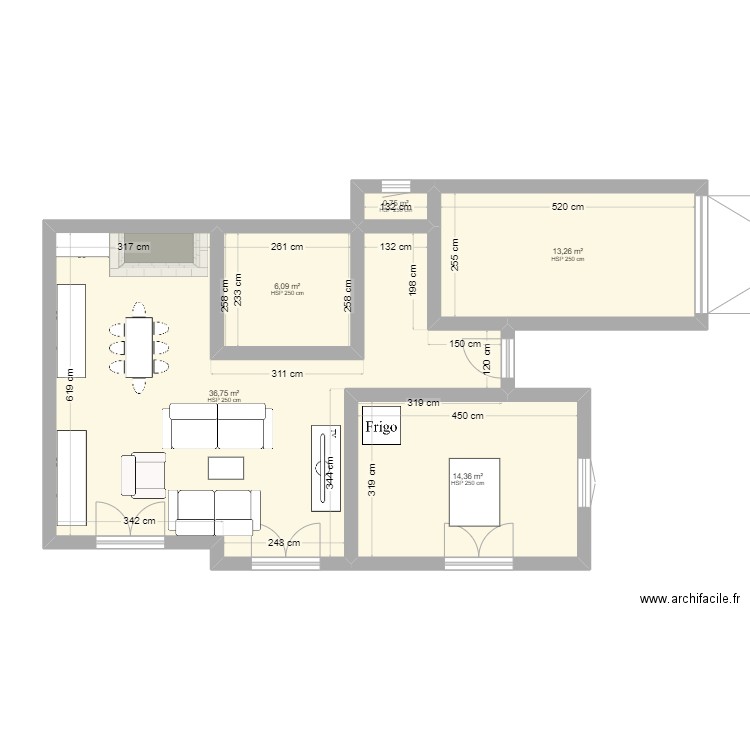 maison. Plan de 5 pièces et 71 m2