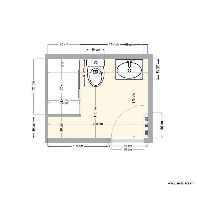 Salle de bain Dixence 17. Plan de 1 pièce et 4 m2