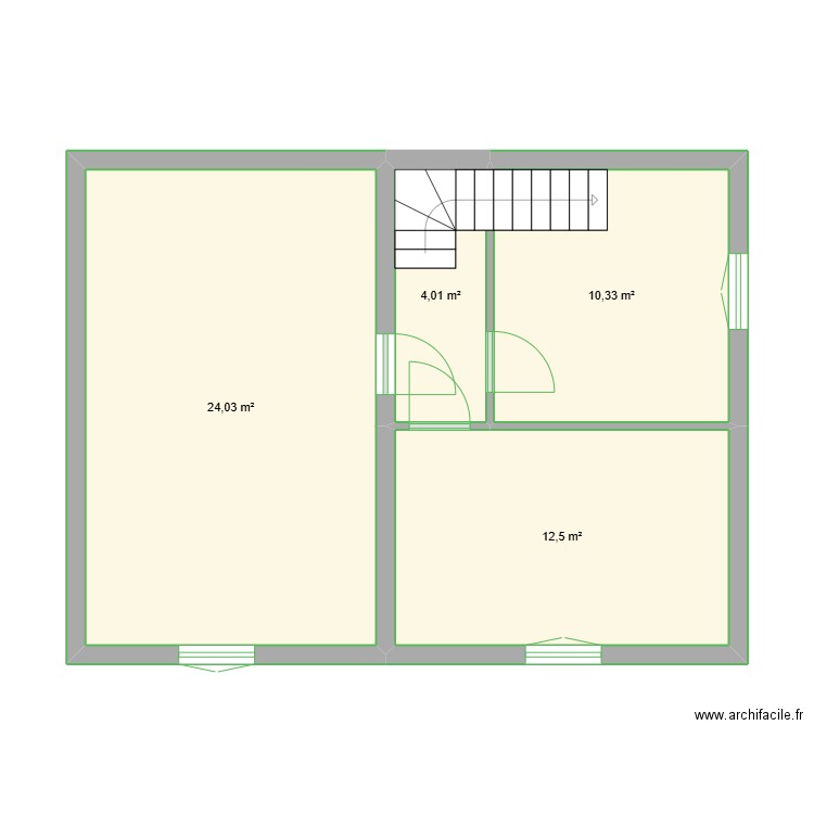 Eyvas étage. Plan de 4 pièces et 51 m2