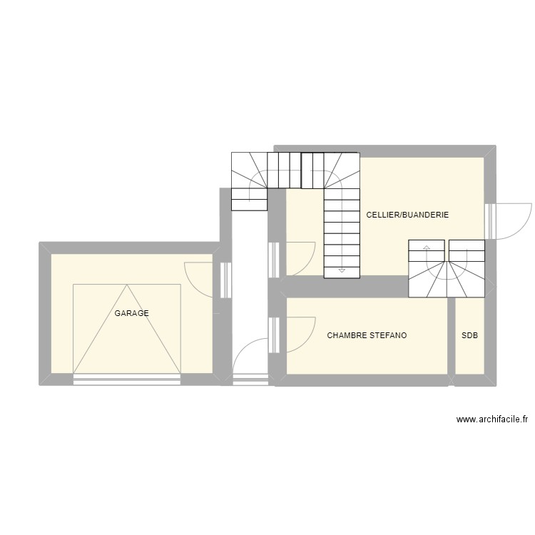 REZ DE CHAUSSEE. Plan de 4 pièces et 29 m2