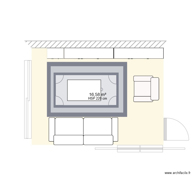 Salle de jeux. Plan de 1 pièce et 17 m2