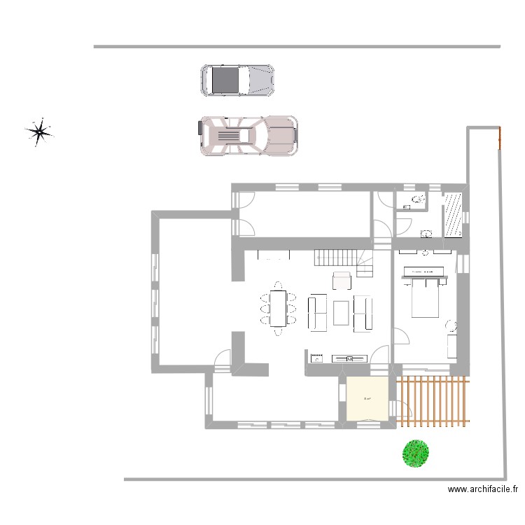 ty glas réagencement. Plan de 1 pièce et 5 m2