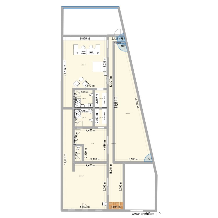 MAISON. Plan de 10 pièces et 209 m2