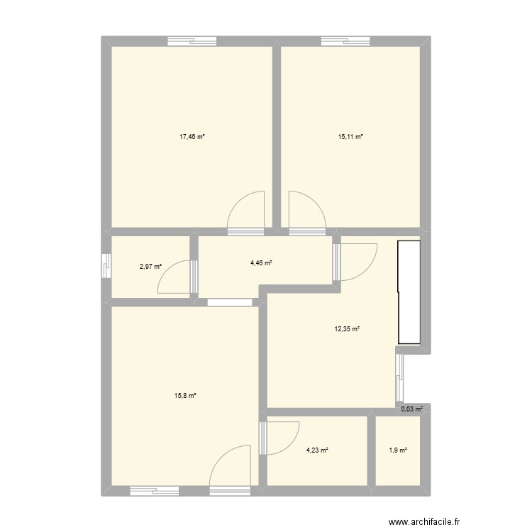 maison one. Plan de 9 pièces et 74 m2