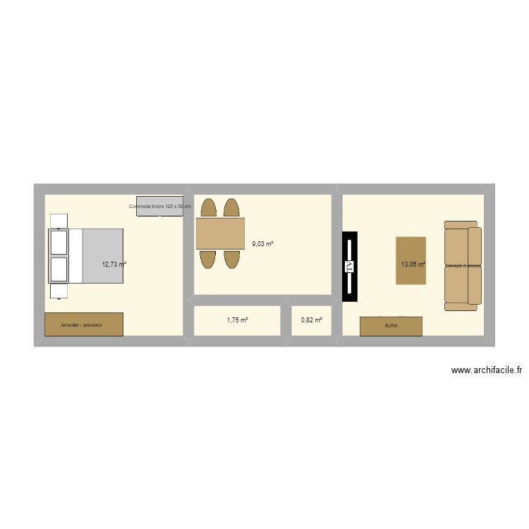 SELONCOURT - RdC Droit - 20241229. Plan de 5 pièces et 37 m2