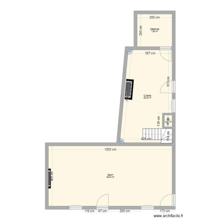 RDC MEUBLEE BRIANCON. Plan de 4 pièces et 86 m2