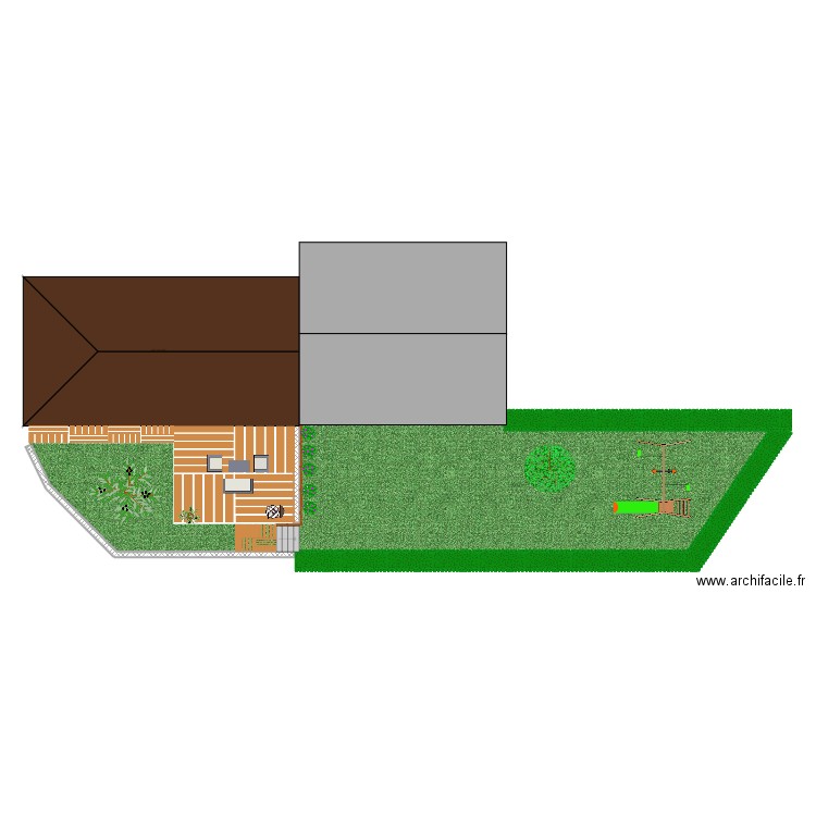 jardin. Plan de 1 pièce et 62 m2