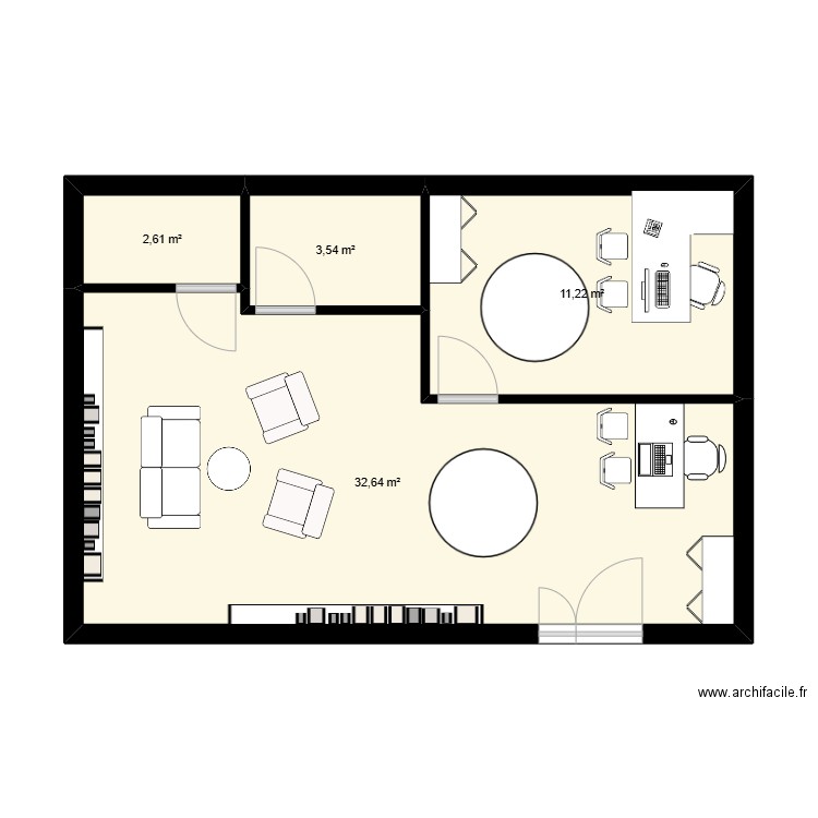 pompes. Plan de 4 pièces et 50 m2