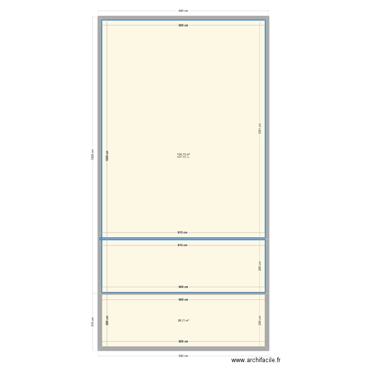 Etude. Plan de 2 pièces et 160 m2