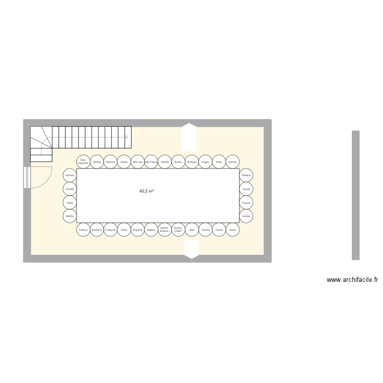 plan de table crémaillère. Plan de 1 pièce et 40 m2