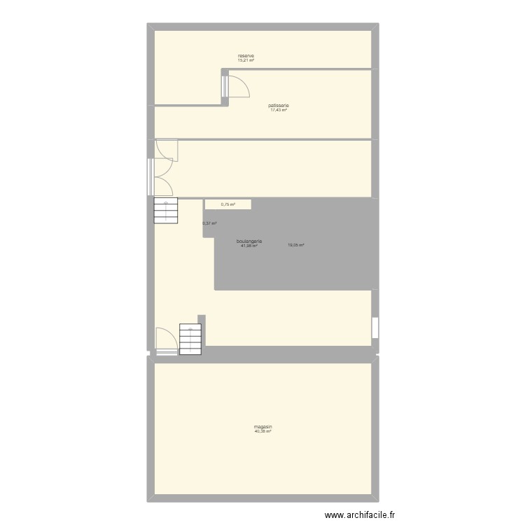 boulange. Plan de 7 pièces et 135 m2