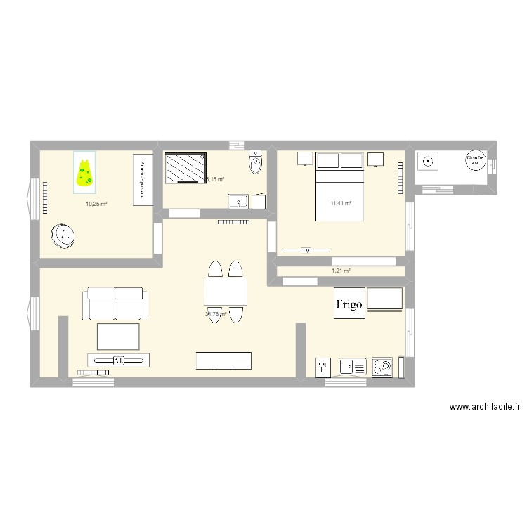 CHALET. Plan de 5 pièces et 63 m2