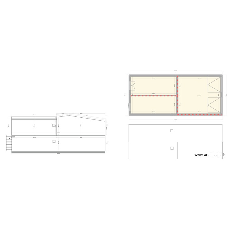 malintrat coupe. Plan de 3 pièces et 160 m2