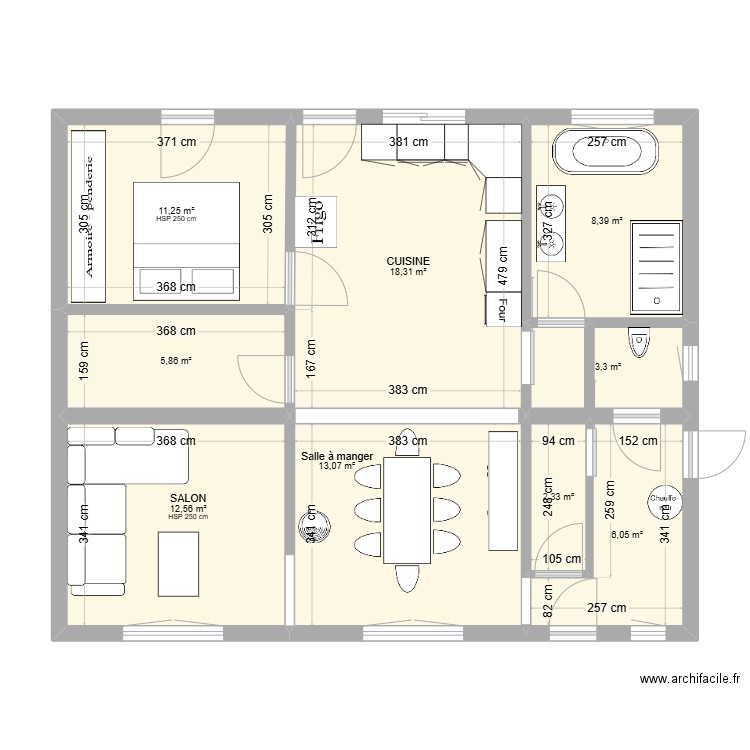 MAISON . Plan de 9 pièces et 81 m2