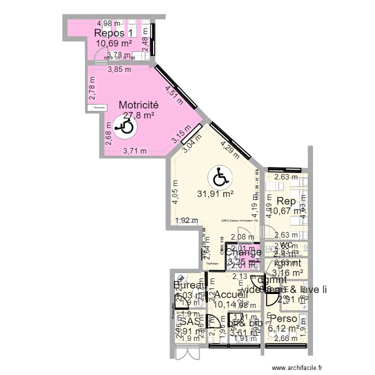 92 Nanterre 118 Salvador Projet rectif cote_Bienvenu. Plan de 14 pièces et 121 m2