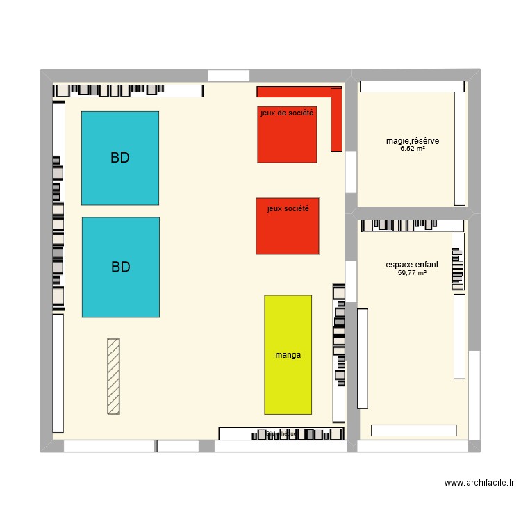 label bulle. Plan de 2 pièces et 66 m2