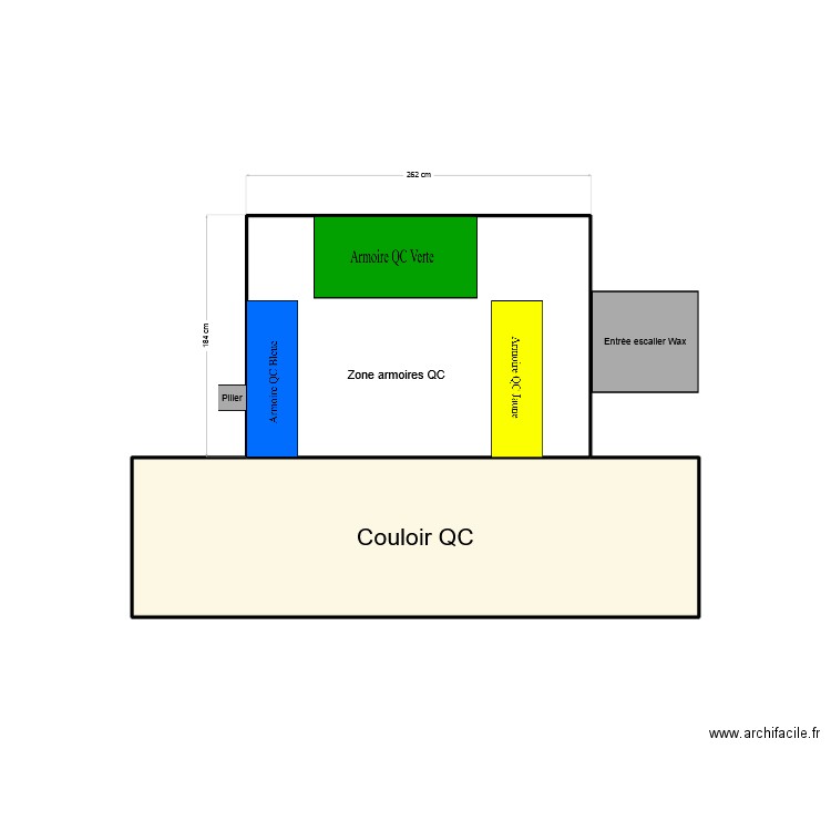 Plan zone armoire QC. Plan de 2 pièces et 10 m2