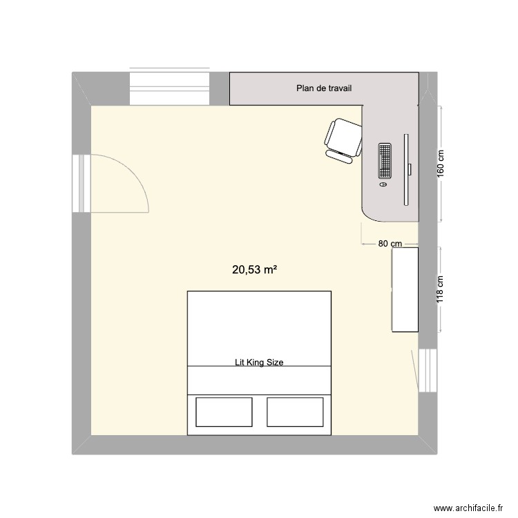 chambre2. Plan de 1 pièce et 21 m2