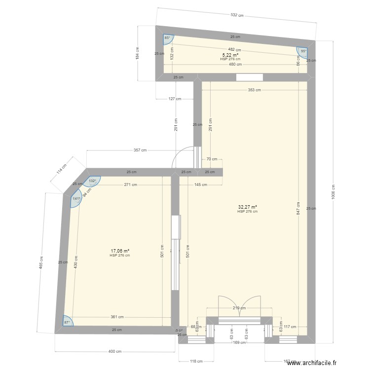 plan_salon_alma. Plan de 3 pièces et 55 m2