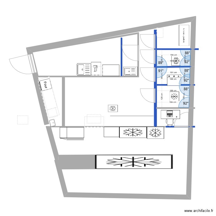 ROTISS87. Plan de 3 pièces et 6 m2