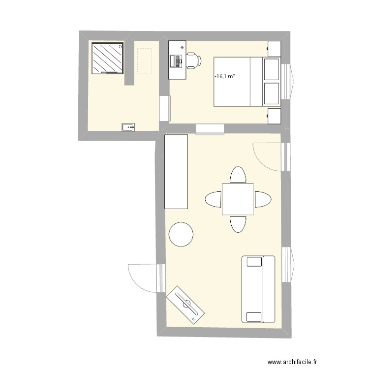 Studio rbnb. Plan de 1 pièce et 7 m2