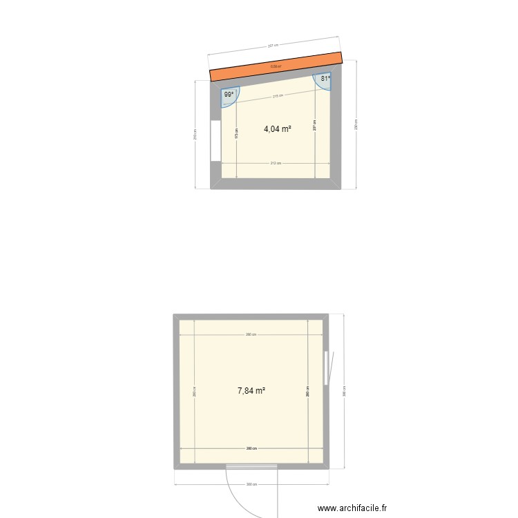 Abri de jardin 3x3. Plan de 2 pièces et 12 m2