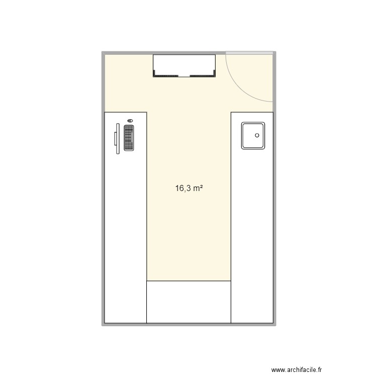 Bureau labo P2T2. Plan de 1 pièce et 16 m2