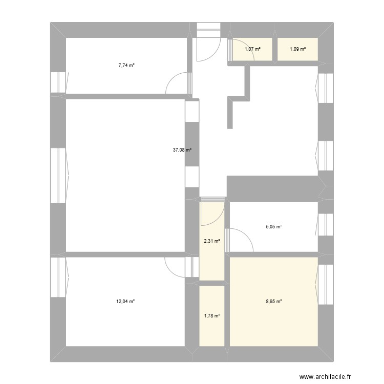 3ParisBrest. Plan de 9 pièces et 77 m2