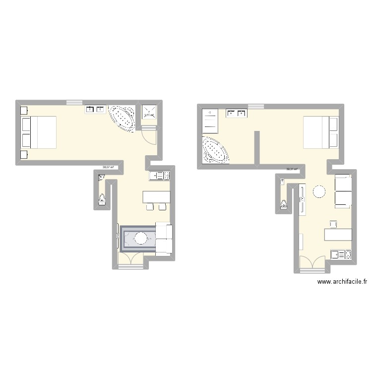 Caveau. Plan de 3 pièces et 78 m2