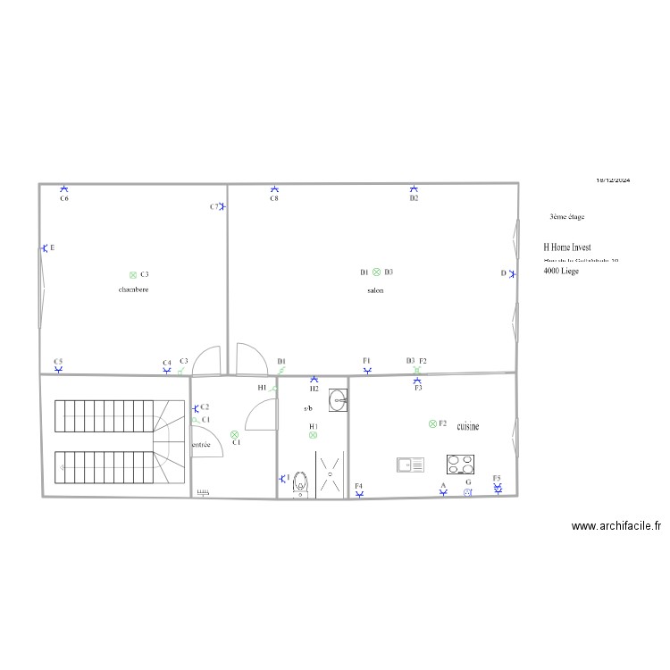 cathedral 3eme 33. Plan de 6 pièces et 96 m2