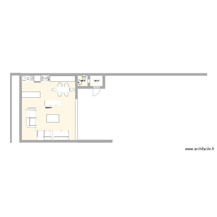 darsayada. Plan de 3 pièces et 35 m2