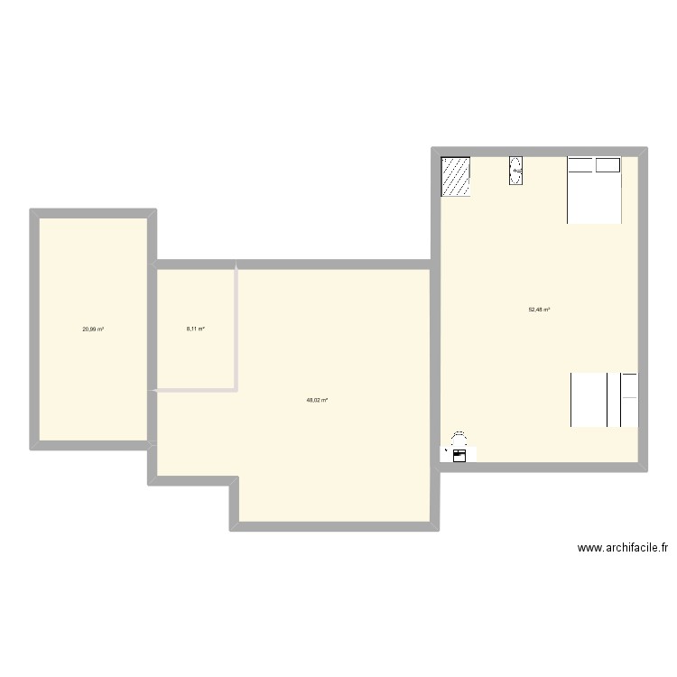 Landevieille. Plan de 4 pièces et 130 m2