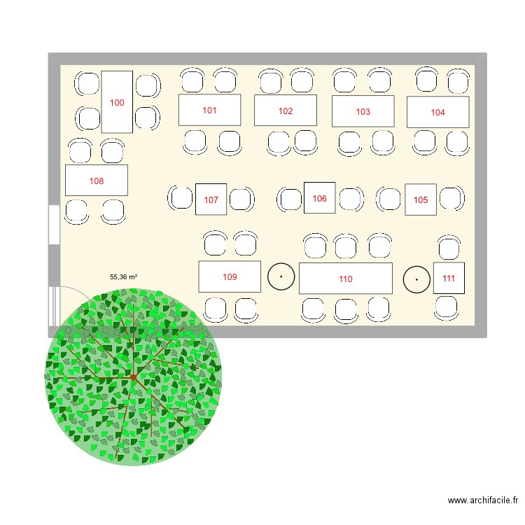 Plan Terrasse Midi Pile. Plan de 1 pièce et 55 m2