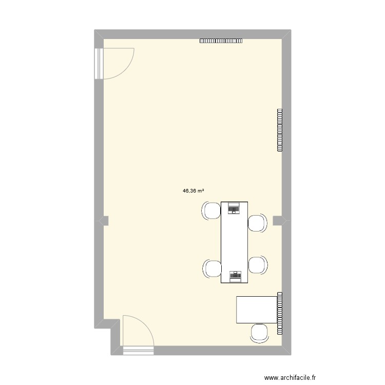 Salle 132 SAE 2.3. Plan de 1 pièce et 46 m2