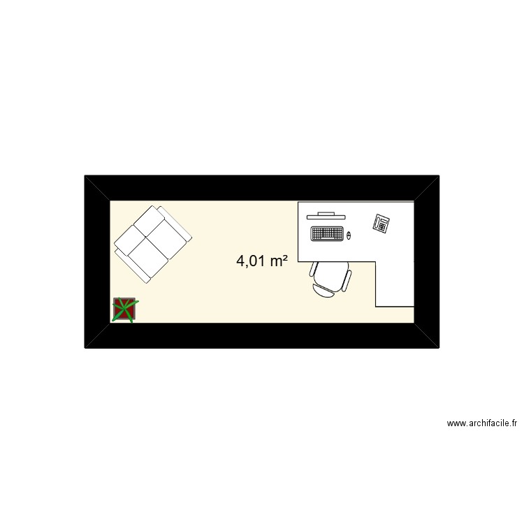 salon. Plan de 1 pièce et 4 m2