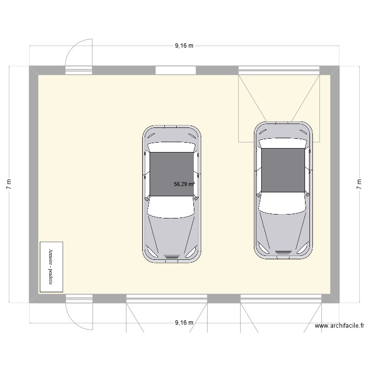 1IOSQJHOP. Plan de 1 pièce et 56 m2